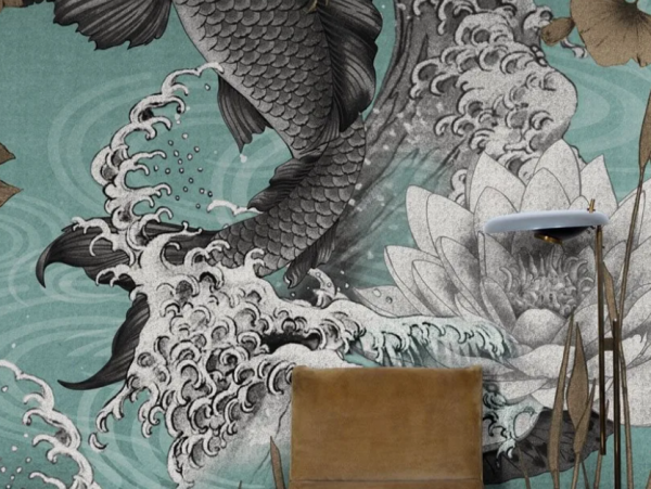 Dinding Berlapis Wallpaper Motif Koi